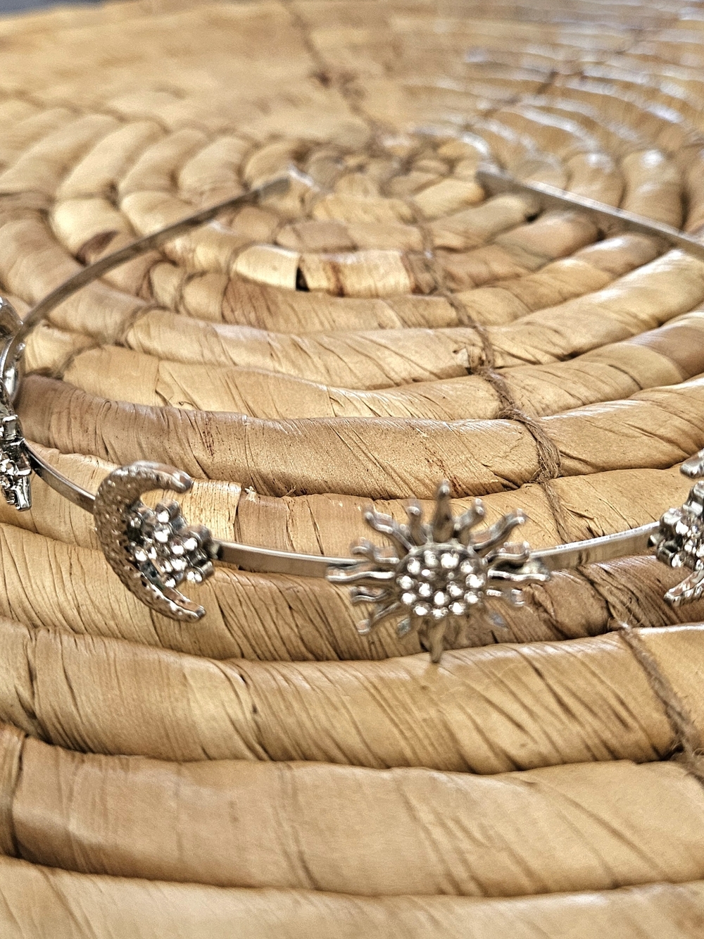 J Crew Silver and Crystal Studded Celestial Headband New!